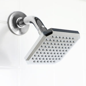 Home Basics Square Single Function Fixed Plastic Shower Head, Chrome $5.00 EACH, CASE PACK OF 12