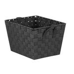Load image into Gallery viewer, Home Basics Multi-Purpose Stackable Medium Woven Strap Open Bin with Cut-Out Handles, Black $5.00 EACH, CASE PACK OF 6
