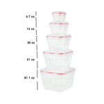 Load image into Gallery viewer, Home Basics 10 Piece Locking Square Plastic Food Storage Containers with Ventilated Snap-On Lids, Red $8.00 EACH, CASE PACK OF 12

