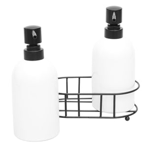 Home Basics 2 Piece Ceramic Soap Dispenser Set with Metal Caddy, White $10.00 EACH, CASE PACK OF 6