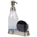 Load image into Gallery viewer, Home Basics Plastic Soap Dispenser with Brushed Steel Top and Fixed Sponge Holder, Chrome $6.00 EACH, CASE PACK OF 12
