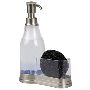 Home Basics Plastic Soap Dispenser with Brushed Steel Top and Fixed Sponge Holder, Chrome $6.00 EACH, CASE PACK OF 12