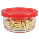 Load image into Gallery viewer, Home Basics Round 8 oz. Borosilicate Glass Food Storage Container with Red Lid $2 EACH, CASE PACK OF 12
