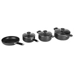 Load image into Gallery viewer, Home Basics Non-Stick Black Aluminum Cookware Set with Bakelite Handles $35 EACH, CASE PACK OF 4
