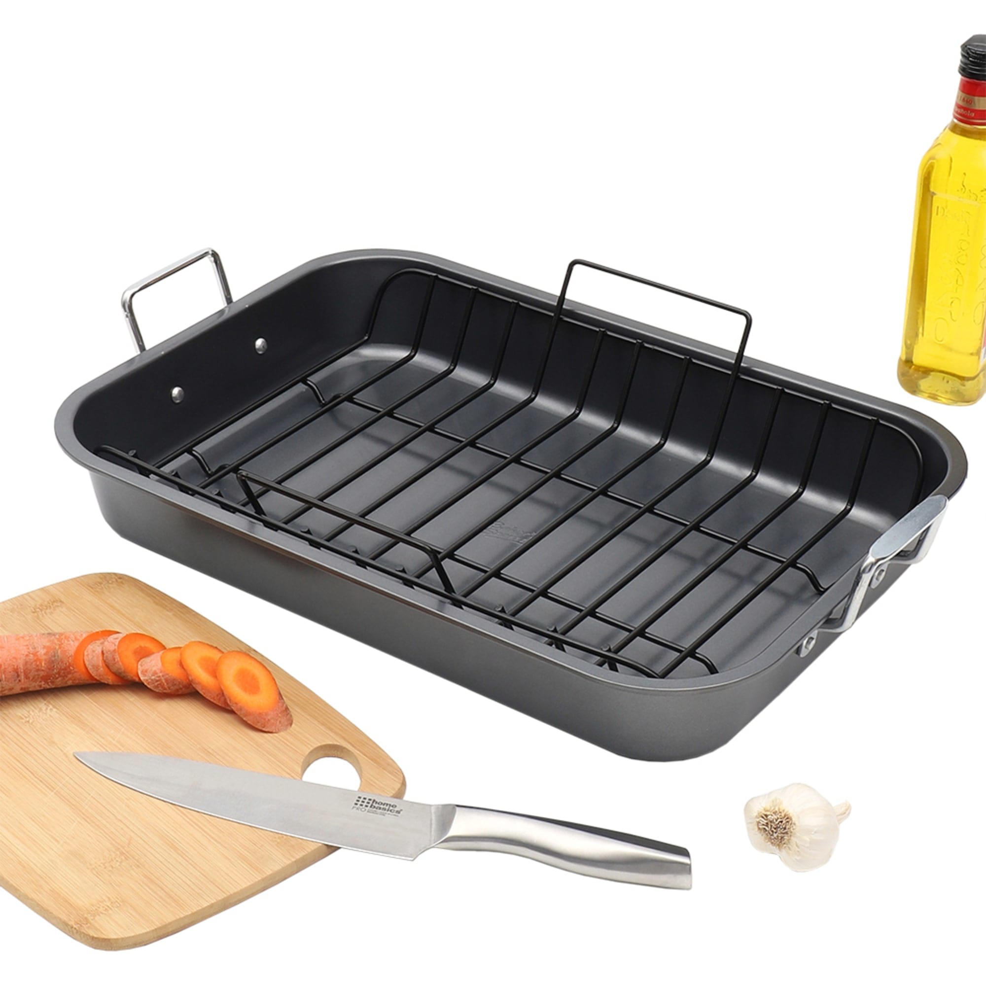 Baker’s Secret Enhanced 20-inch x 14-inch Non-Stick Steel Roaster Pan with Rack $20.00 EACH, CASE PACK OF 6