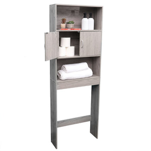 Home Basics 3 Tier Wood Space Saver Over the Toilet Bathroom Shelf with Open Shelving and Cabinets, Grey $60.00 EACH, CASE PACK OF 1