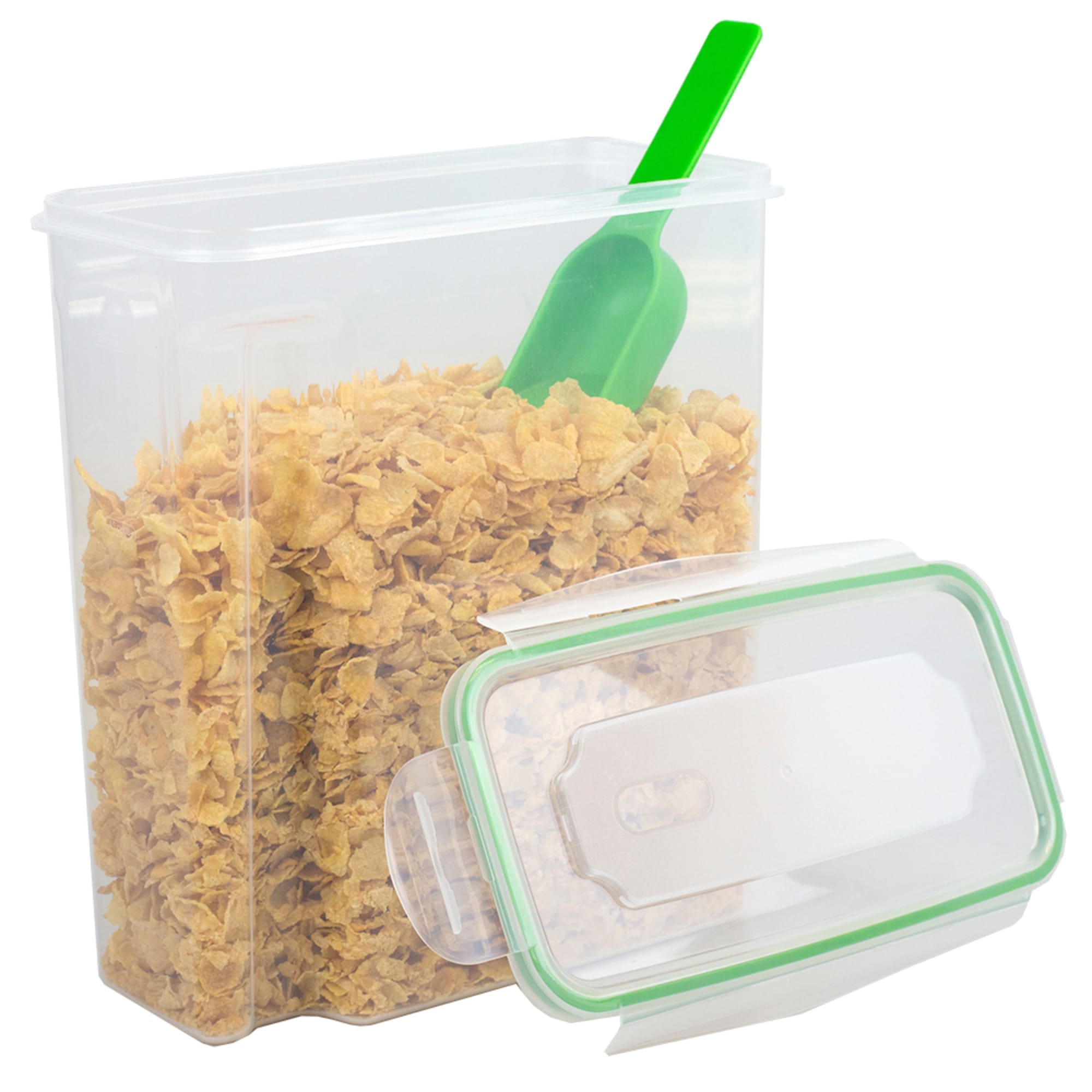 Home Basics  4-Sided Locking Plastic Cereal Storage Container with Spoon, Seafoam Green $5.00 EACH, CASE PACK OF 4