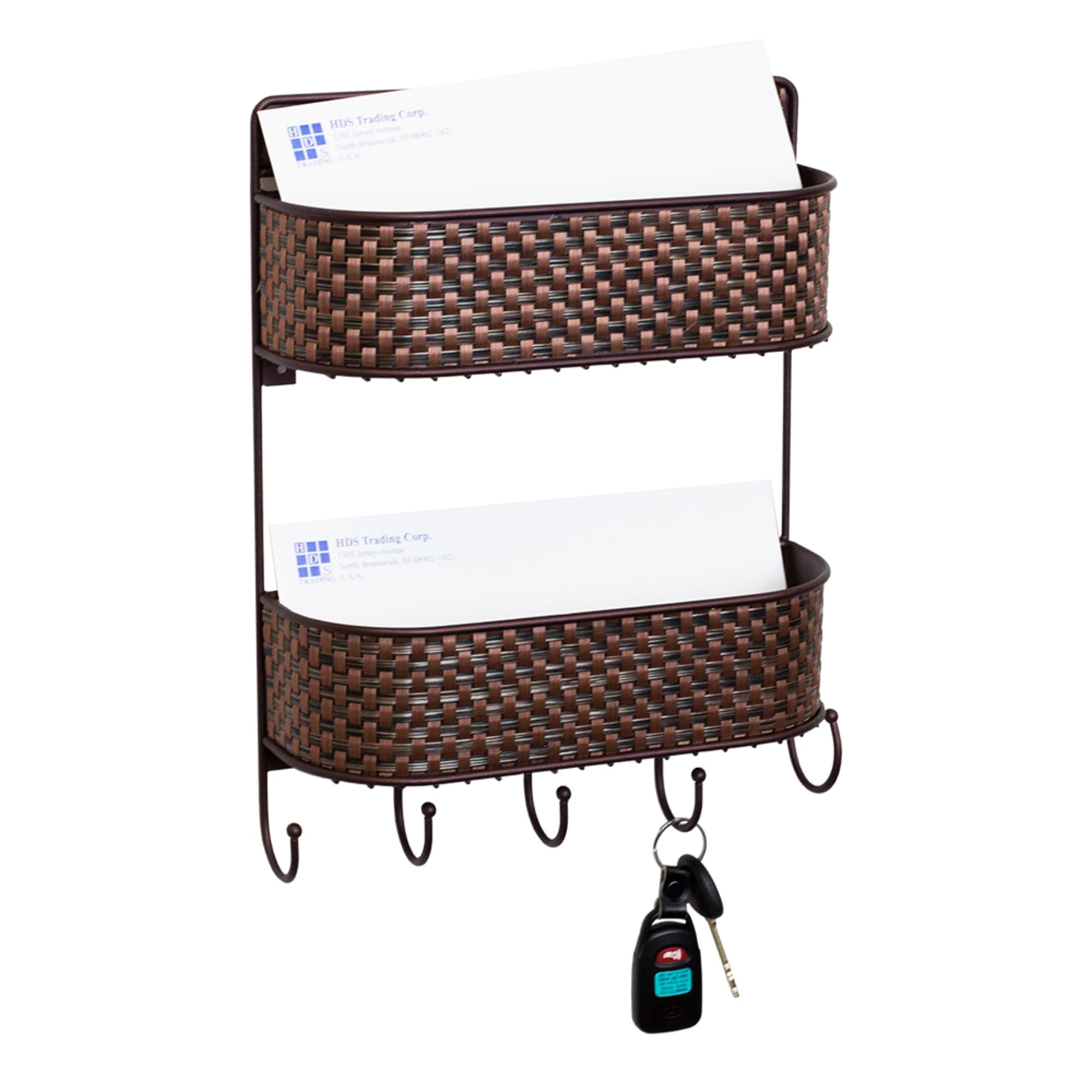 Home Basics Wall Mount Basket Weave 2 Tier Letter Rack Organizer, Bronze $10.00 EACH, CASE PACK OF 6