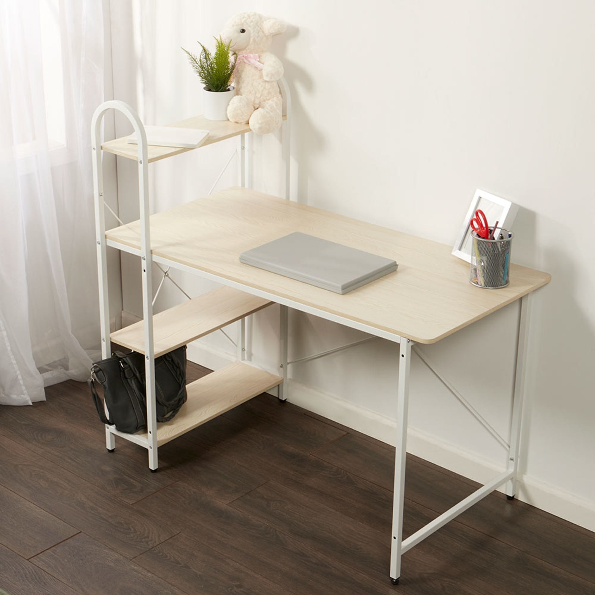 Home Basics Computer Desk With Shelves, Oak/White $100.00 EACH, CASE PACK OF 1