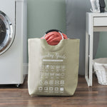 Load image into Gallery viewer, Home Basics Laundry Guide Canvas Hamper Tote with Soft Grip Handles, Green $12.00 EACH, CASE PACK OF 6
