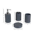 Load image into Gallery viewer, Home Basics 4-Piece Ceramic Cobblestone Bath Accessory Set, Grey $10.00 EACH, CASE PACK OF 12
