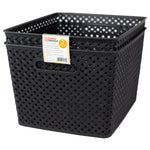 Load image into Gallery viewer, Home Basics Triple Woven 14&quot; x 11.75&quot; x 8.75&quot; Multi-Purpose Stackable Plastic Storage Basket, (Pack of 2) - Assorted Colors
