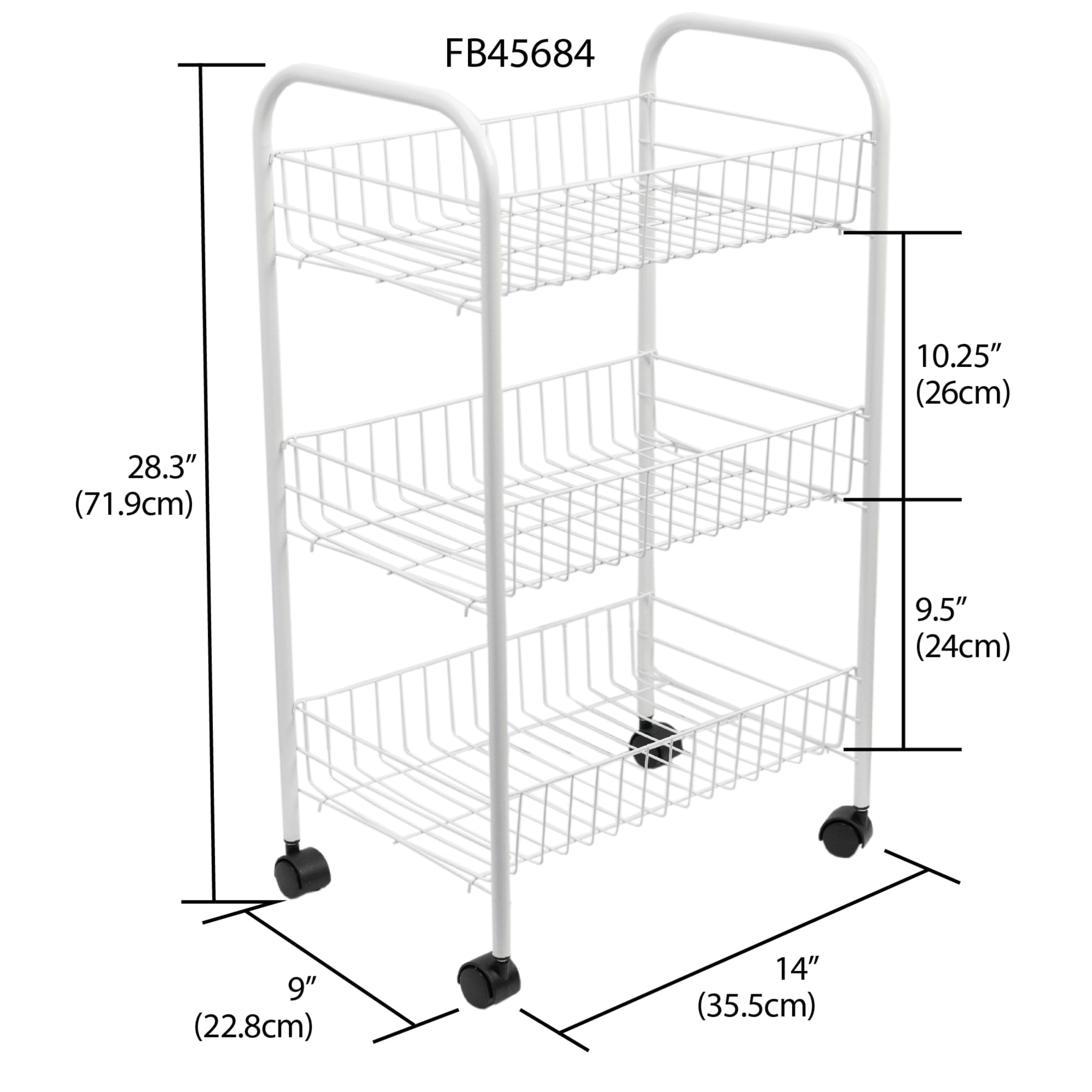 Home Basics Multi-Purpose Rolling Metal Kitchen Trolley, White $10.00 EACH, CASE PACK OF 6