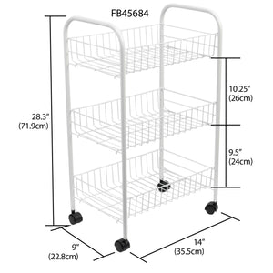 Home Basics Multi-Purpose Rolling Metal Kitchen Trolley, White $10.00 EACH, CASE PACK OF 6