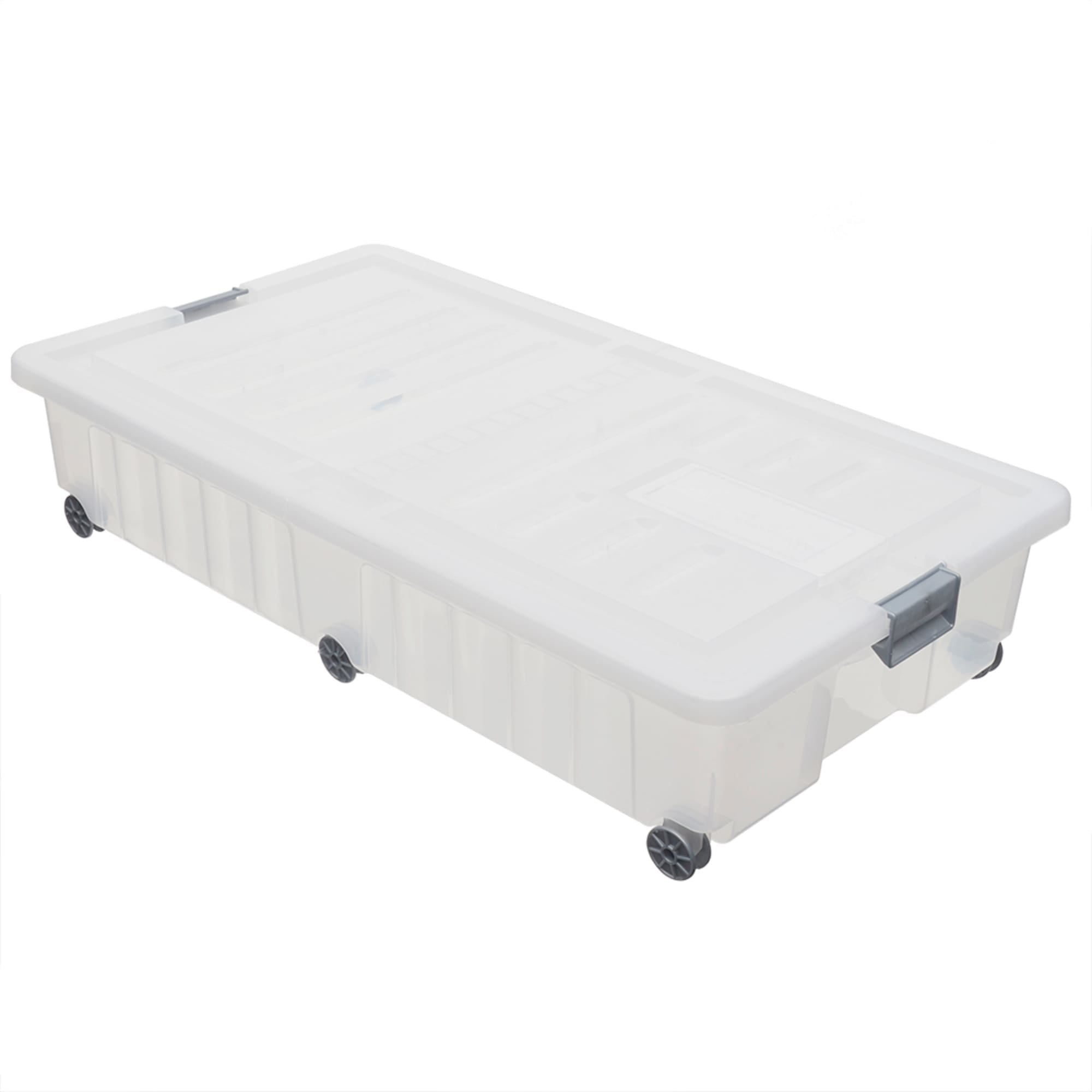 Home Basics 45L Under The Bed Storage Box with Wheels, Clear $25 EACH, CASE PACK OF 6