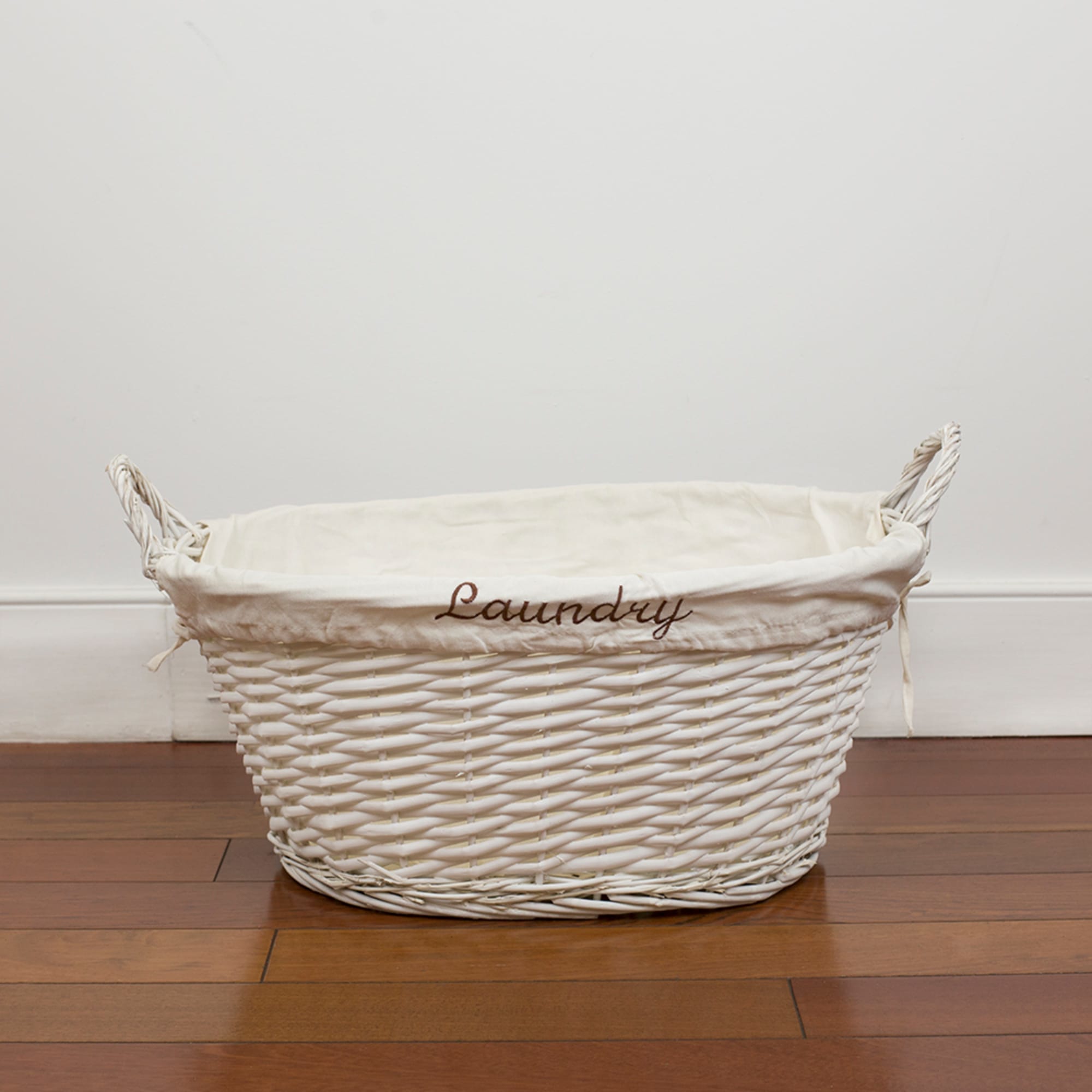 Home Basics Laundry Wicker Basket with Removable Liner, White $10.00 EACH, CASE PACK OF 6