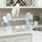 Load image into Gallery viewer, Home Basics 2 Tier Plastic Dish Drainer, White $25.00 EACH, CASE PACK OF 6
