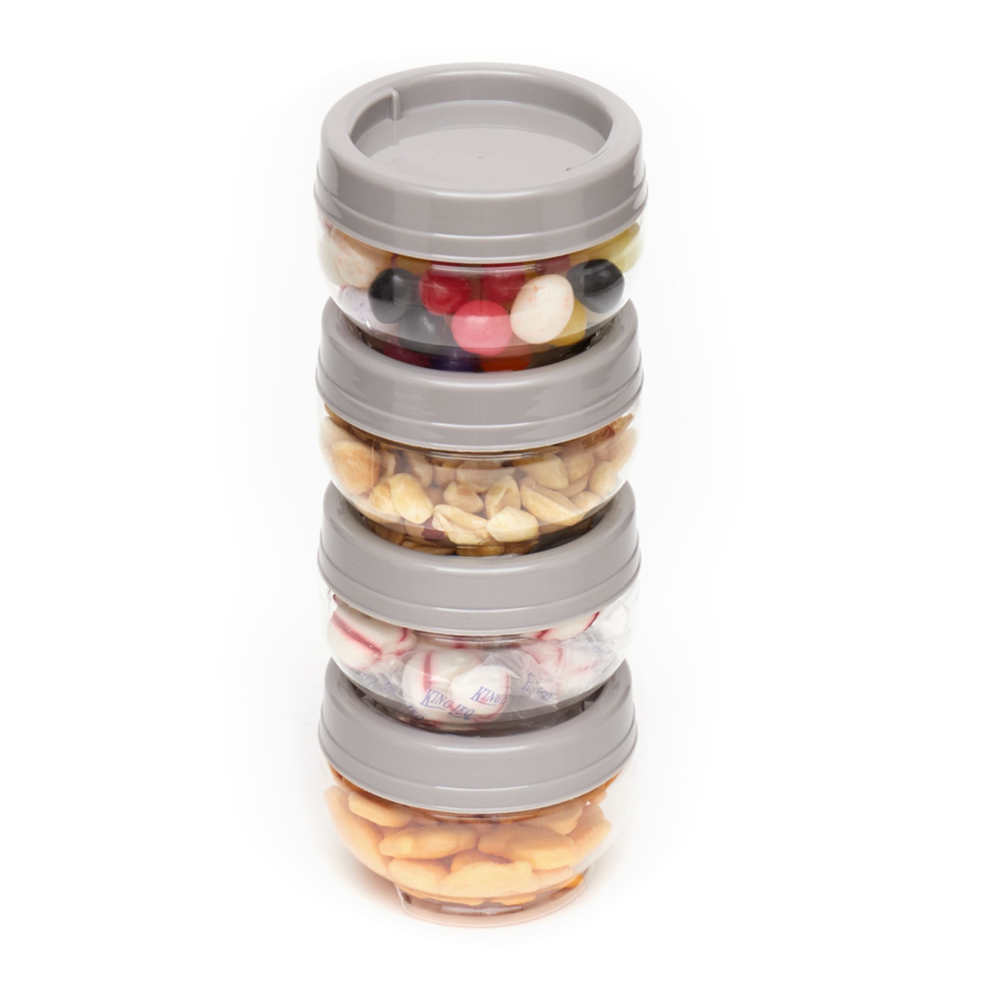 Home Basics 4 Piece 5.4 oz. Stackable Food Storage Containers, Clear/Grey $4.00 EACH, CASE PACK OF 9