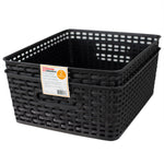 Load image into Gallery viewer, Home Basics Crossweave 14&quot; x 11.75&quot; x 5.25&quot; Multi-Purpose Stackable Plastic Storage Basket, (Pack of 2) - Assorted Colors
