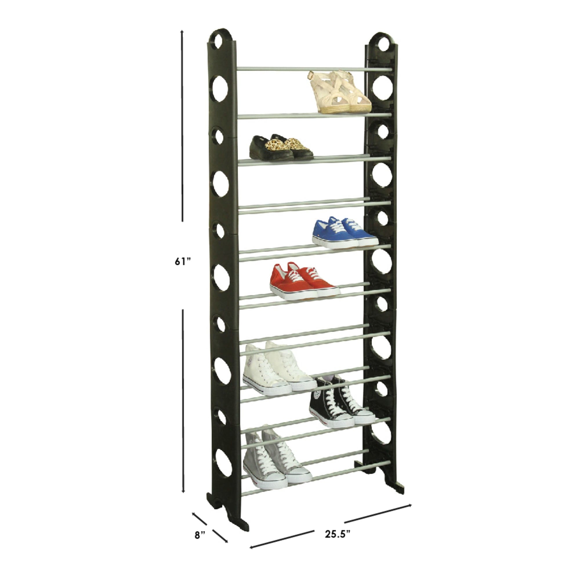 Home Basics Stackable  30 Pair Metal and Plastic Shoe Rack, Black $15.00 EACH, CASE PACK OF 6