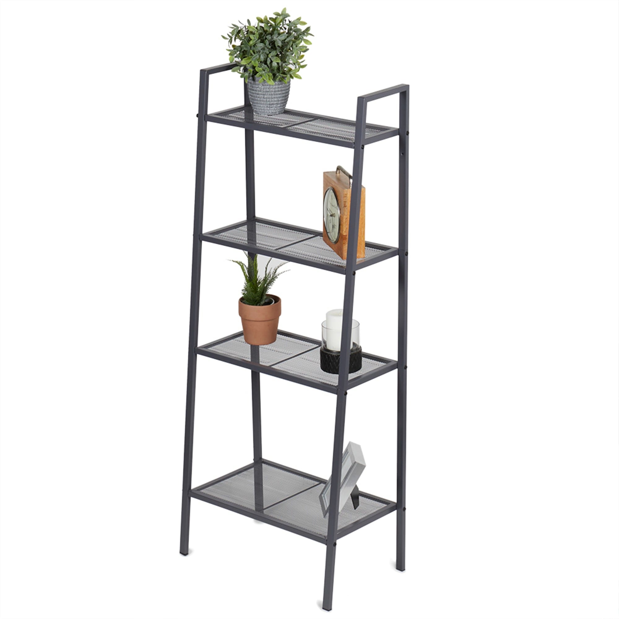 Home Basics Medium 4 Tier Metal Rack, (24” x 14” x 58), Grey $50.00 EACH, CASE PACK OF 1