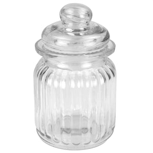 Home Basics Multi-Purpose 8 oz. Rippled Glass Mini Pantry Storage Jar with Dome Lid, Clear $1.50 EACH, CASE PACK OF 48
