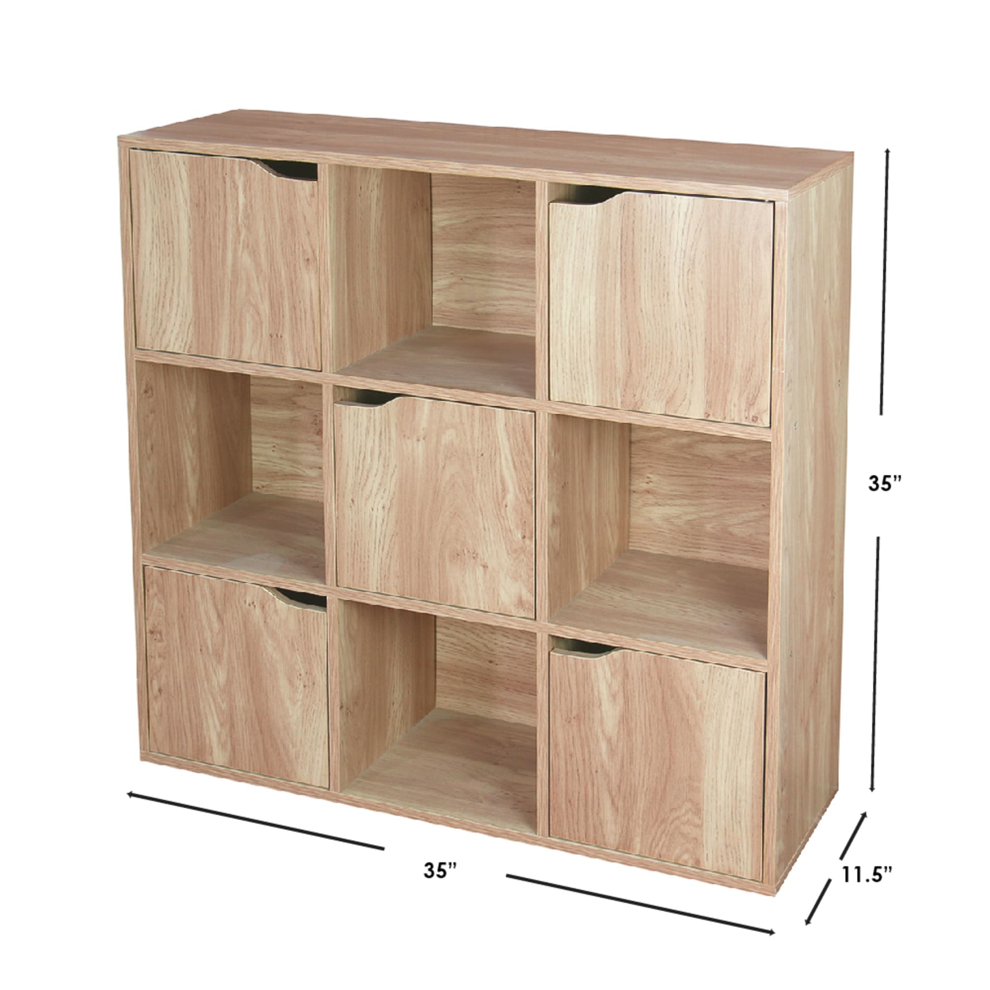 Home Basics 9 Cube MDF Storage Shelf with Doors, Natural $75.00 EACH, CASE PACK OF 1