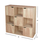 Load image into Gallery viewer, Home Basics 9 Cube MDF Storage Shelf with Doors, Natural $75.00 EACH, CASE PACK OF 1
