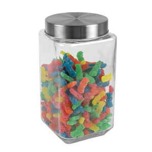 Home Basics 67 oz. Square Glass Canister with Brushed Stainless Steel Screw-on Lid Clear $4.00 EACH, CASE PACK OF 12