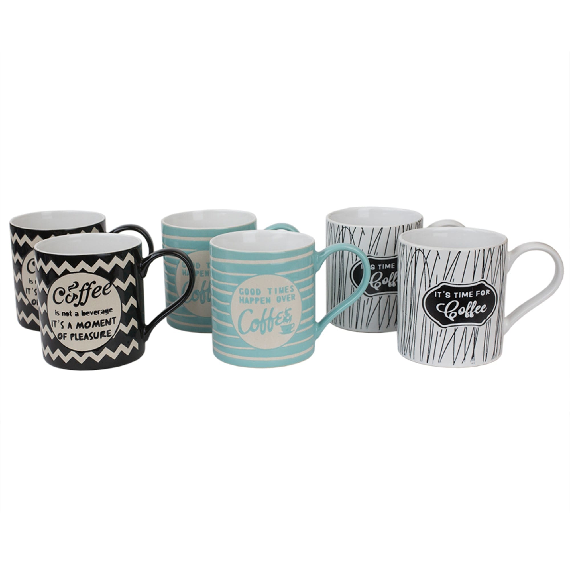 Home Basics It's Coffee Time 6 Piece Mug Set with Stand, Multi-Color $15 EACH, CASE PACK OF 6