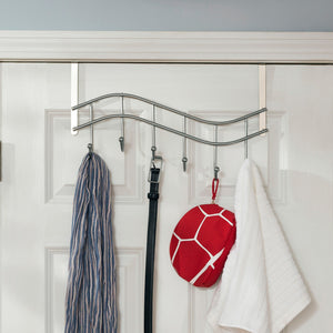 Home Basics Wave 6  Hook Over the Door Organizing Rack, Satin Nickel $6.00 EACH, CASE PACK OF 12