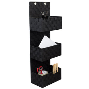 Home Basics 3 Tier  Polyester  Woven  Hanging Organizer, Black $12 EACH, CASE PACK OF 6