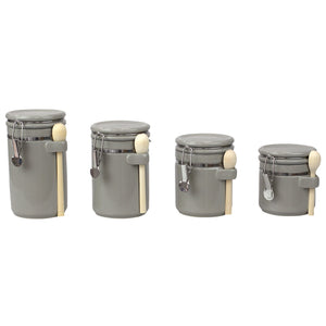 Home Basics 4 Piece Ceramic Canister Set With Wooden Spoons, Grey $20.00 EACH, CASE PACK OF 2