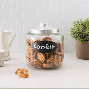 Home Basics Large Glass Cookie Jar with Metal Top, FOOD PREP