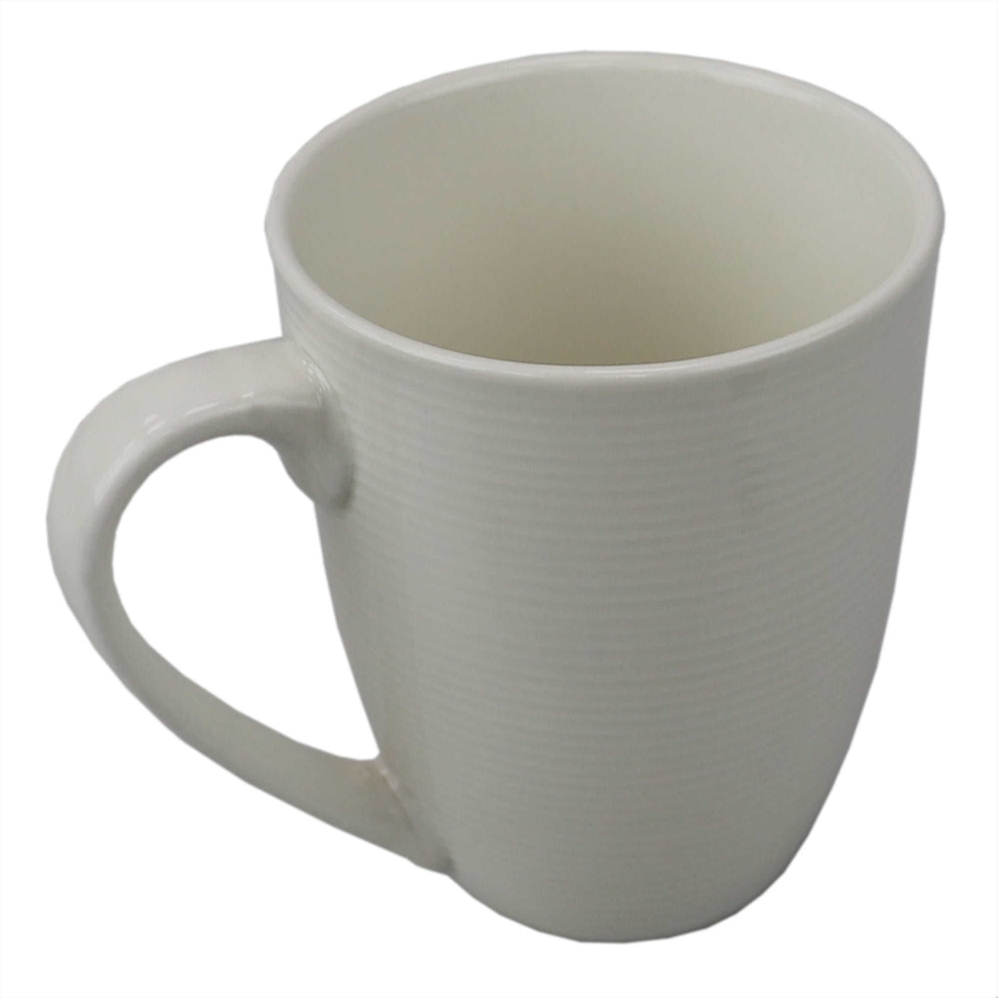 Home Basics Embossed Thread 14 oz Ceramic Mug, White $2 EACH, CASE PACK OF 24