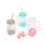 Load image into Gallery viewer, Home Basics 17 oz Mason Jar Mug with Straw and Ice Cubes - Assorted Colors

