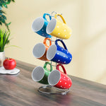 Load image into Gallery viewer, Home Basics 6 Piece Polka Dot Mug Set with Stand $12.00 EACH, CASE PACK OF 6
