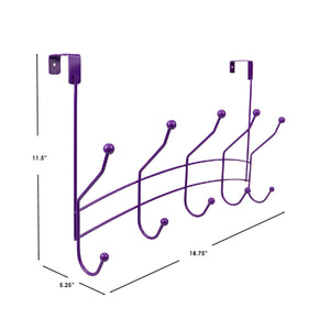 Home Basics Shelby 5 Hook Over the Door Hanging Rack, Purple $6.00 EACH, CASE PACK OF 12