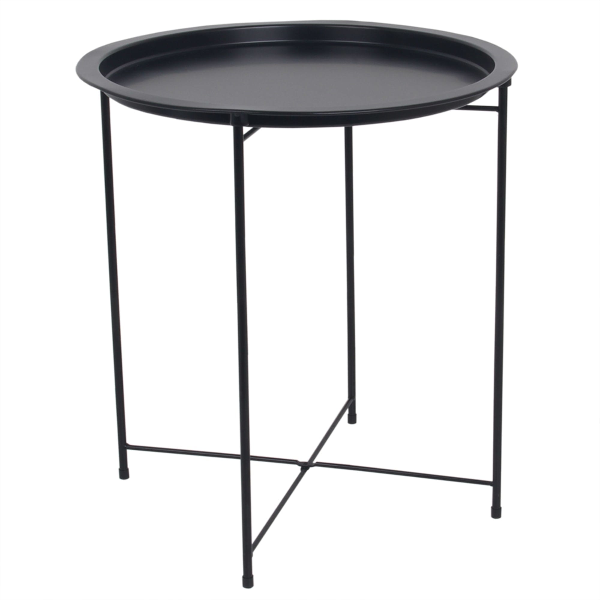 Home Basics Foldable Round Multi-Purpose Side Accent Metal Table, Matte Black $15.00 EACH, CASE PACK OF 6