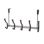 Load image into Gallery viewer, Home Basics 5 Dual Hook Over the Door Steel Organizing Rack, Bronze $8.00 EACH, CASE PACK OF 12
