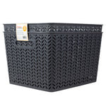 Load image into Gallery viewer, Home Basics Chevron 14&quot; x 11.75&quot; x 8.75&quot; Multi-Purpose Stackable Plastic Storage Basket, (Pack of 2) - Assorted Colors
