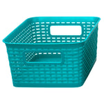 Load image into Gallery viewer, Home Basics  Medium Stackable Multi-Purpose Tightly Woven Plastic Basket with Cut-Out Handles - Assorted Colors

