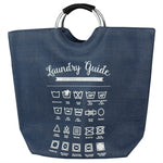 Load image into Gallery viewer, Home Basics Laundry Guide Canvas Hamper Tote with Soft Grip Handles, Navy $12 EACH, CASE PACK OF 6
