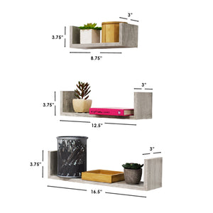 Home Basics Floating Shelf, (Set of 3), Grey $8.00 EACH, CASE PACK OF 6