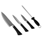 Load image into Gallery viewer, Home Basics Stainless Steel Knife Set with Knife Blade Sharpener, Black $5.00 EACH, CASE PACK OF 12
