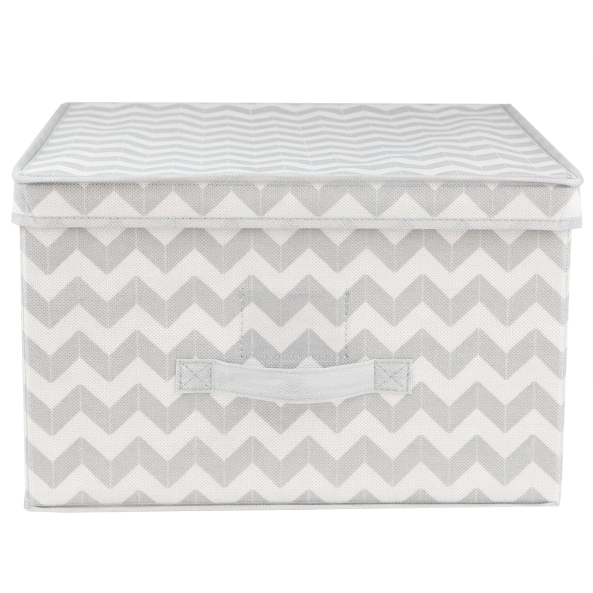 Home Basics Chevron Non-Woven Collapsible Multi-Purpose Jumbo Storage Box with Clear Window, Grey $6.00 EACH, CASE PACK OF 12