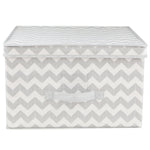 Load image into Gallery viewer, Home Basics Chevron Non-Woven Collapsible Multi-Purpose Jumbo Storage Box with Clear Window, Grey $6.00 EACH, CASE PACK OF 12
