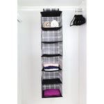 Load image into Gallery viewer, Home Basics Plaid 6 Shelf Non-Woven Hanging Shelf Organizer, Black
 $5.00 EACH, CASE PACK OF 12
