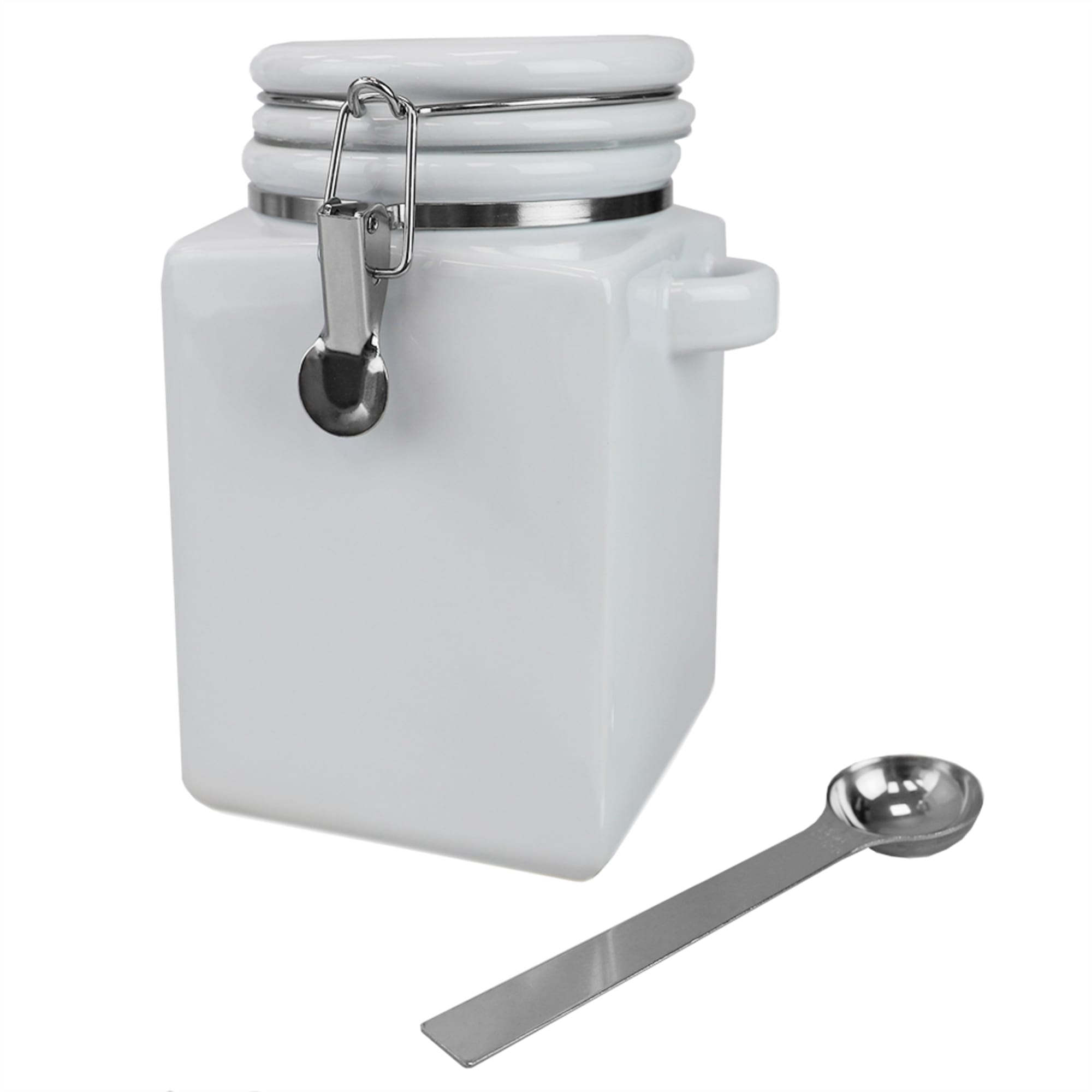 Home Basics Easy Grip 4 Piece Ceramic Canisters with Spoons, White $30.00 EACH, CASE PACK OF 2