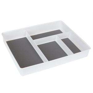 Home Basics 4 Compartment  Rubber Lined Plastic Drawer Organizer, White $5 EACH, CASE PACK OF 12